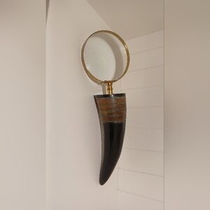 Black and Gold Magnifying Glass with Horn Handle
